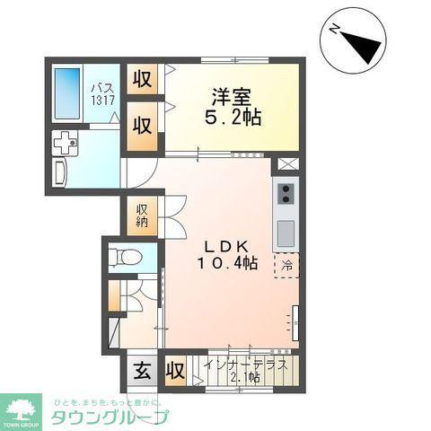 ラーバンコート大宮土屋(1LDK/1階)の間取り写真