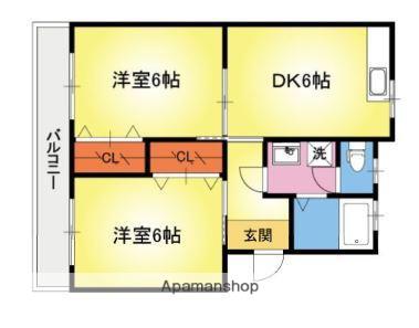 コーポパルテII(2DK/2階)の間取り写真