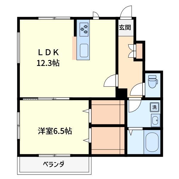三原台1丁目アパート(1LDK/1階)の間取り写真