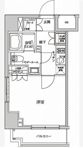 セジョリ墨田両国403(1K/4階)の間取り写真