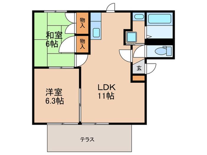 YARD HOUSE 11(2LDK/1階)の間取り写真