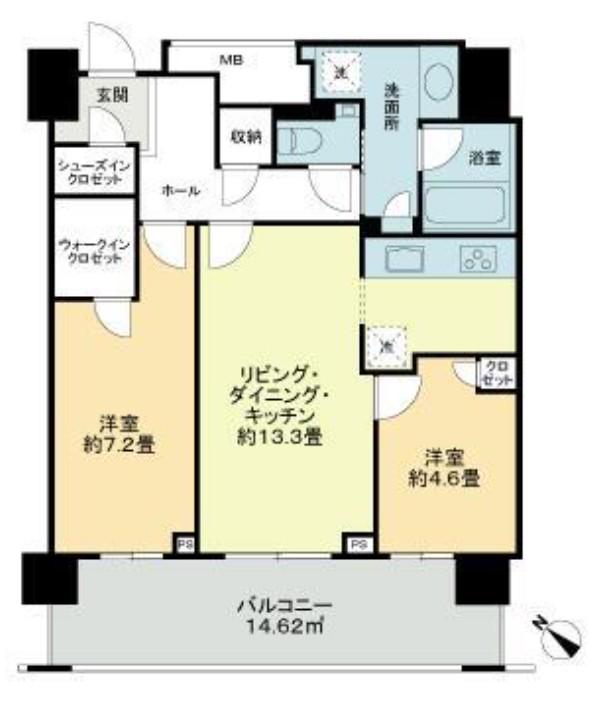 クロスエアタワー(2LDK/19階)の間取り写真