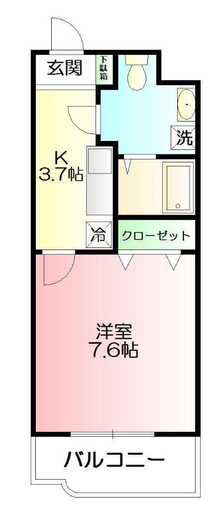 ハモーサ湘南(1K/3階)の間取り写真