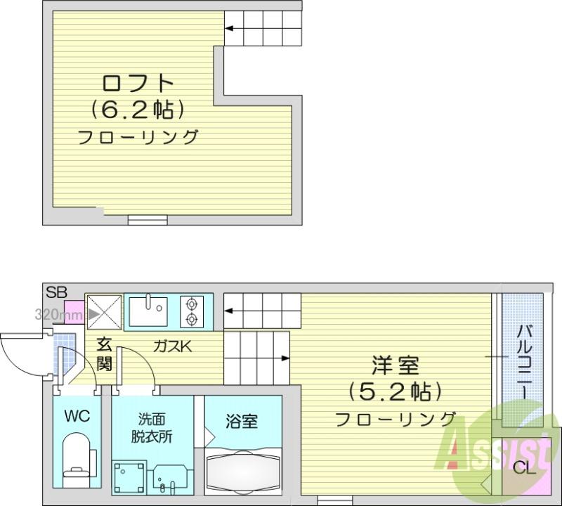 チサリテラスⅠ(ワンルーム/1階)の間取り写真