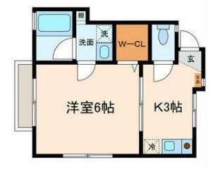 ラークポート(1K/2階)の間取り写真