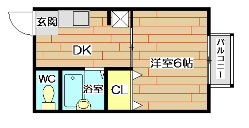 ルリアン高槻(1DK/1階)の間取り写真