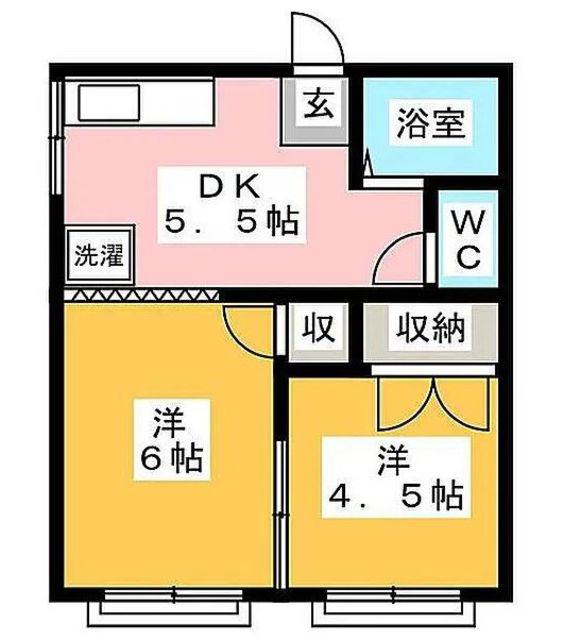 ゆきハイツ(2DK/2階)の間取り写真