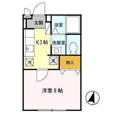 ソリアードU(1K/2階)の間取り写真