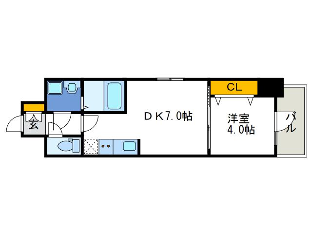 エスリード弁天町グロリア(1DK/2階)の間取り写真