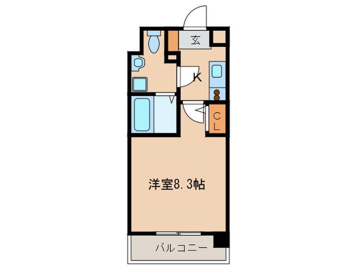 アクアシティ警固(1K/2階)の間取り写真