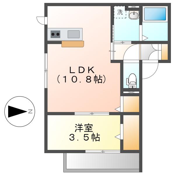 CALME堀田(1LDK/2階)の間取り写真