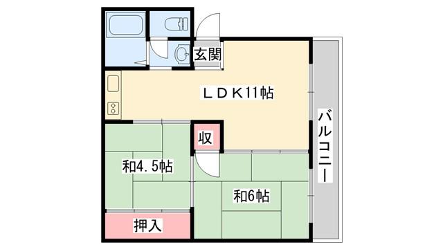 フローラ香里園(2LDK/3階)の間取り写真