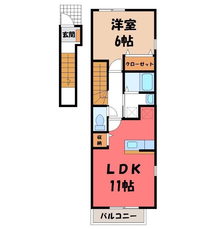 リードスクリーンVI(1LDK/2階)の間取り写真