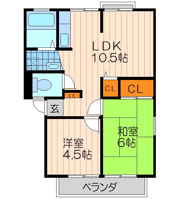 藤井ハイツ(2LDK/1階)の間取り写真