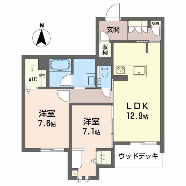 リーベン メーア(2LDK/1階)の間取り写真