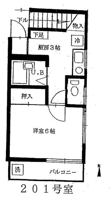 メゾンあずみ野(1K/2階)の間取り写真
