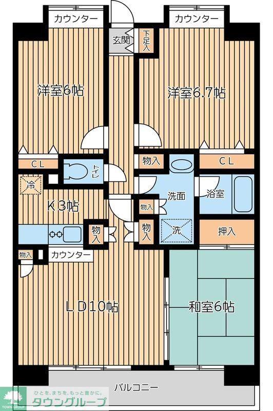 CITY SPIRE西葛西(3LDK/2階)の間取り写真