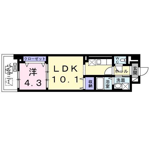 サンプラザ茨木(1LDK/5階)の間取り写真