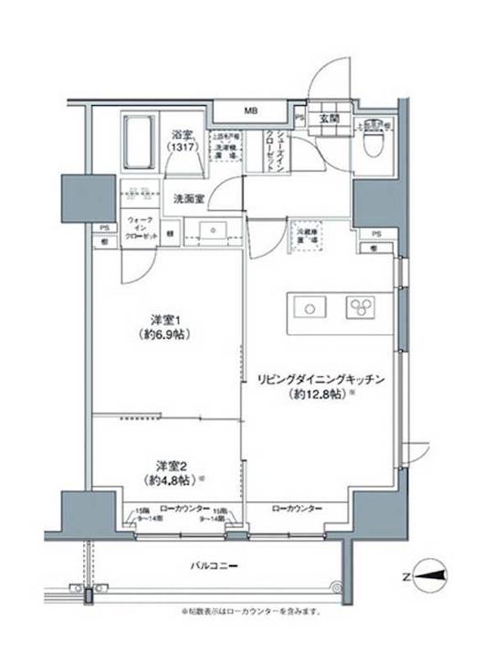 パークハビオ東中野(2LDK/13階)の間取り写真