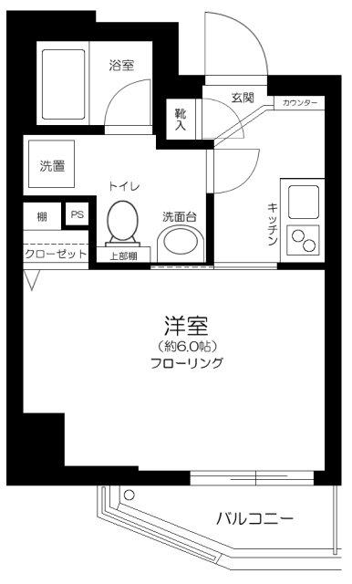 メインステージ新橋(1K/13階)の間取り写真