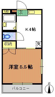 センチュリーハイムB(1K/1階)の間取り写真