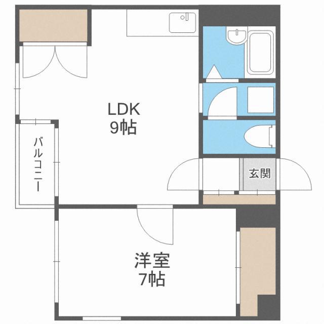 ラフィーネマルタ札幌(1DK/3階)の間取り写真