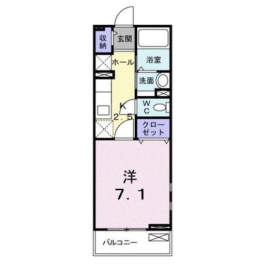 ドミールヤマトII(1K/2階)の間取り写真