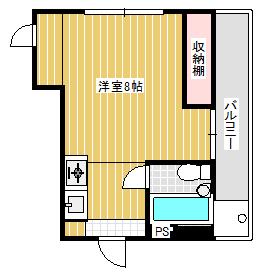 ブルックスとりで(ワンルーム/2階)の間取り写真