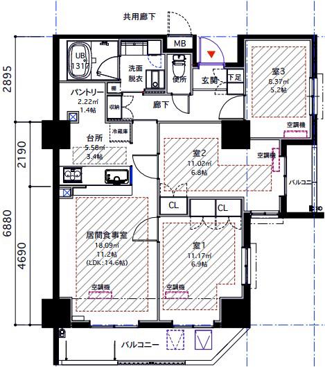 EVERGREEN(3LDK/5階)の間取り写真