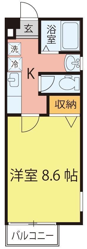 サンルイーズ北仙台(1K/1階)の間取り写真