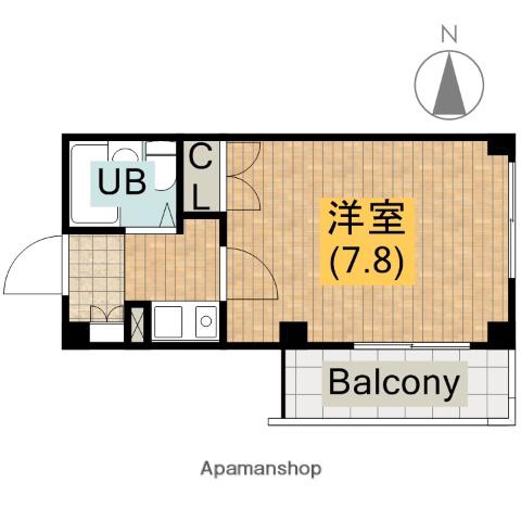 ドミールタチバナ五月町II(1K/4階)の間取り写真