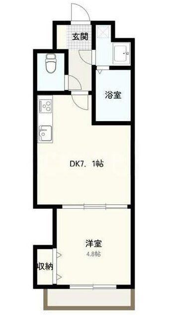 エスペラント(1DK/4階)の間取り写真