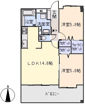アーバンファイン(2LDK/6階)の間取り写真