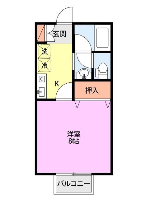 アルデーアB(1K/2階)の間取り写真