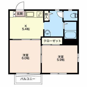 アーク西田中C(2K/2階)の間取り写真