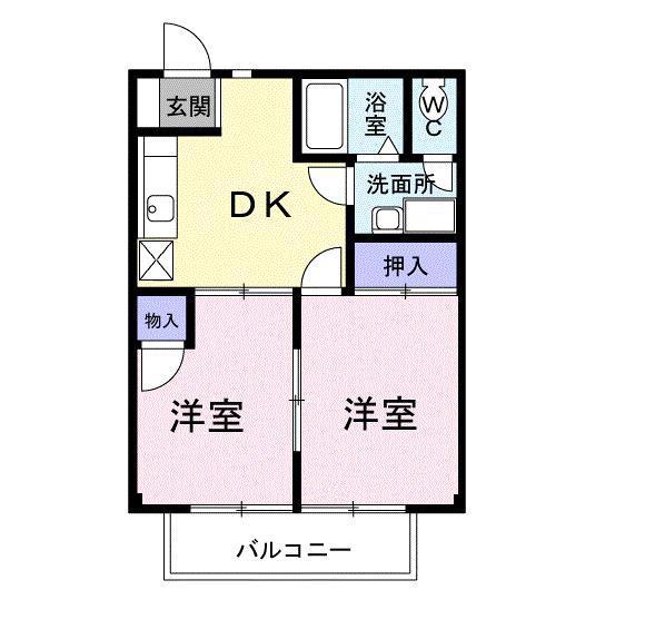 メゾンKATO(2DK/1階)の間取り写真