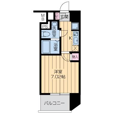 ドゥーエ江坂III(1K/15階)の間取り写真