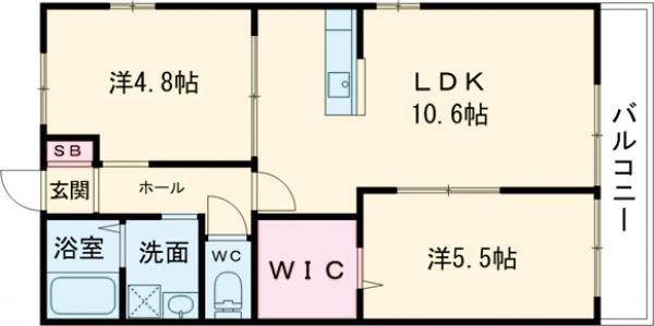 プライムリュクスフラット(2LDK/1階)の間取り写真