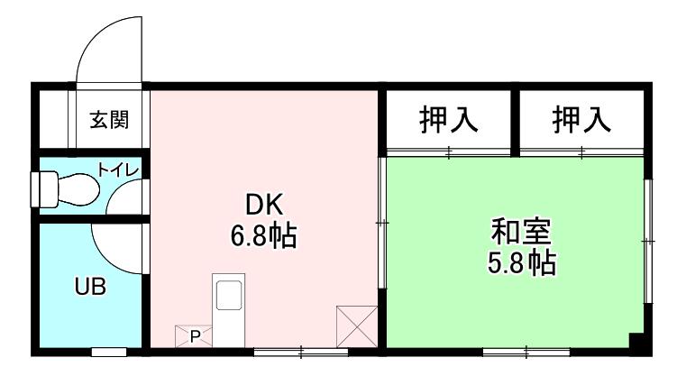 長官山ハイツ(1DK/1階)の間取り写真