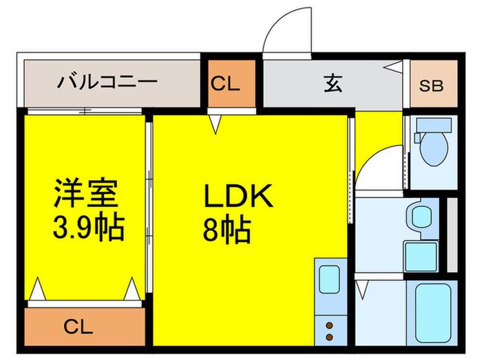 ジーメゾン泉佐野新町クオジエレ(1LDK/3階)の間取り写真