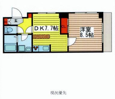 グリーンヒルズ(1DK/1階)の間取り写真
