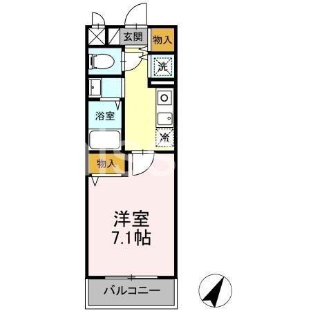アクシス若宮(1K/1階)の間取り写真