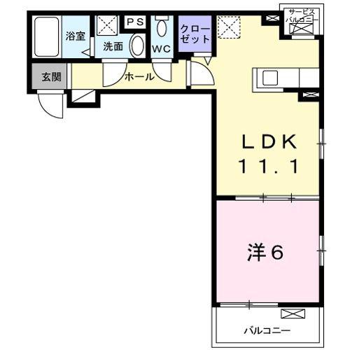 センターヴィレッジII(1LDK/3階)の間取り写真