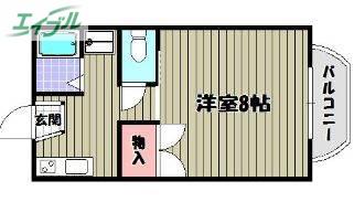 シャルマン田井(1K/2階)の間取り写真