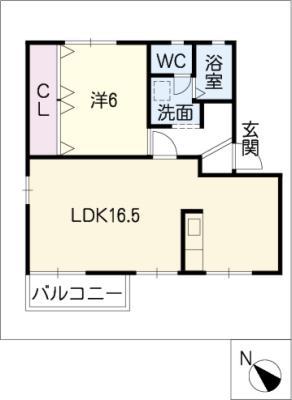 アジサイB・C棟(1LDK/2階)の間取り写真