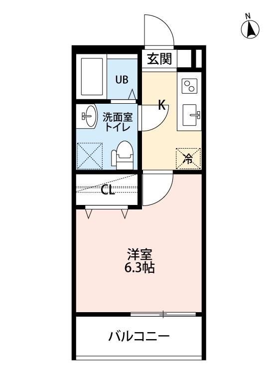 フィールグッド東中島(1K/3階)の間取り写真