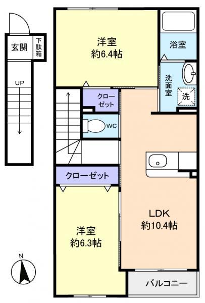 プレジール(2LDK/2階)の間取り写真