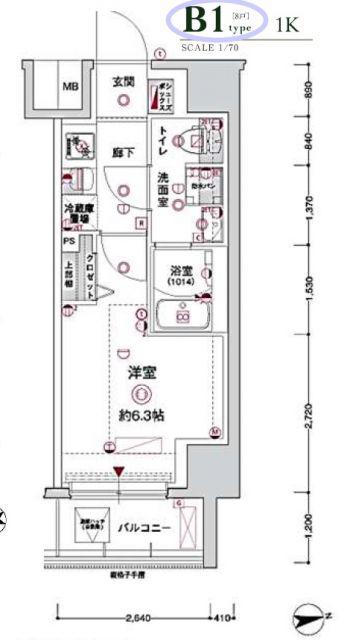 CREST TAPP川崎港町(1K/6階)の間取り写真