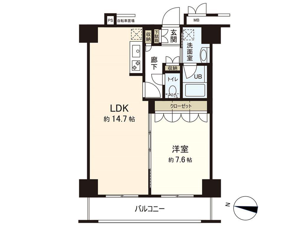レジデンス仙台駅東(1LDK/9階)の間取り写真