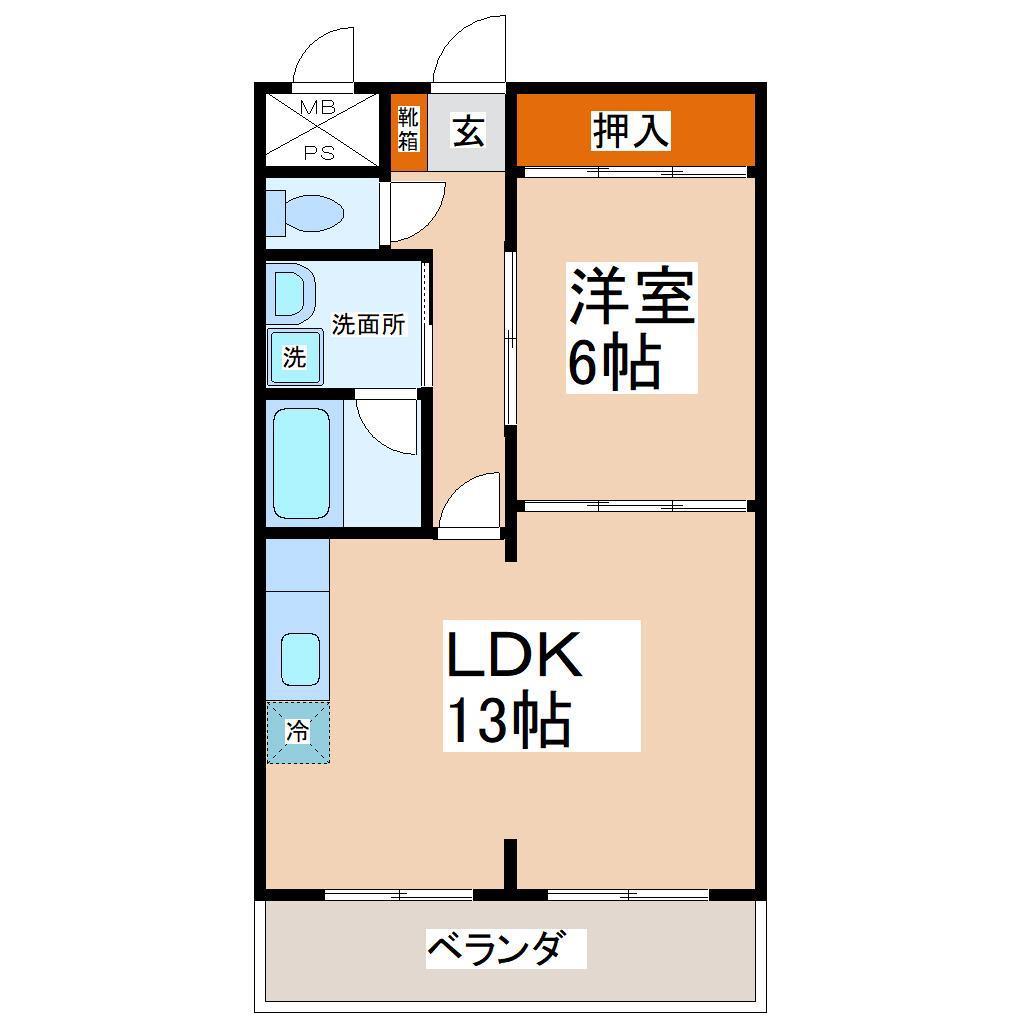銀杏町レジデンス(1LDK/5階)の間取り写真